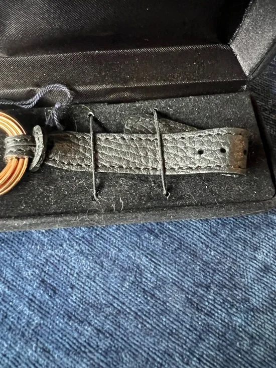 Milor Italy Bronze Leather Bracelet Black Strap Gold Tone Ring New in Box - Picture 6 of 16